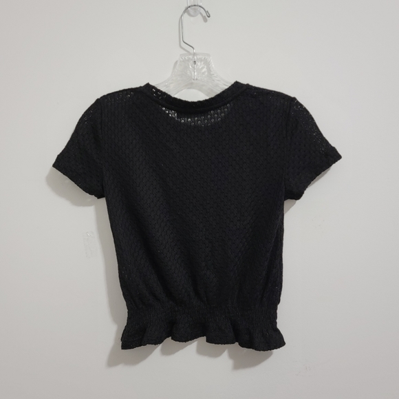 BERSHKA Black Knit Crop Top Elastic Waist Size Small - Picture 6 of 11